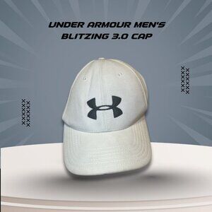 Under Armour Mens Blitzing 3.0 Cap L/XL White Black Logo Breathable Stretch Fit
